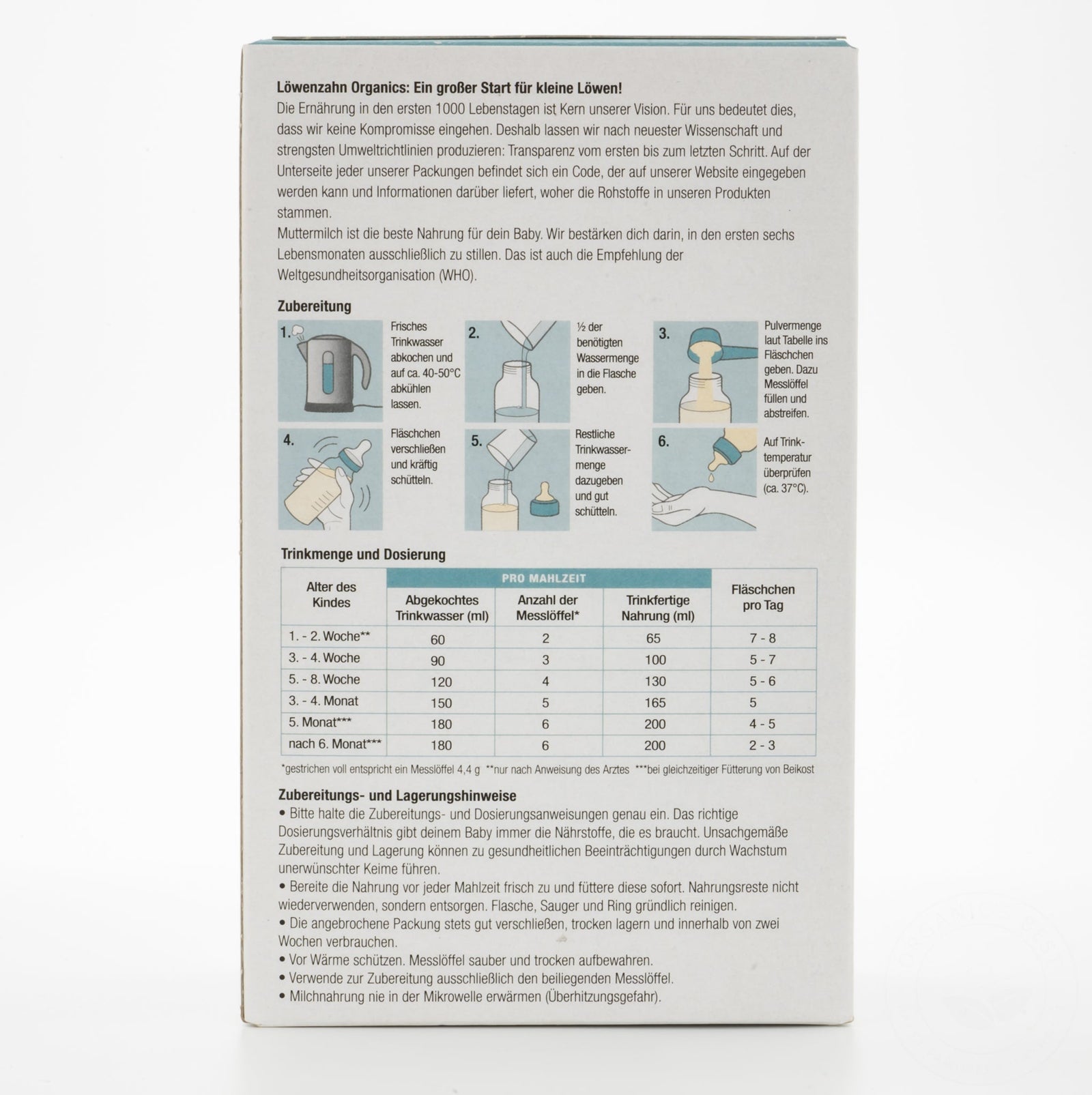 Löwenzahn Organics Stage Pre (0-6 Months) Infant Formula | Baby Formula Preparation Instruction