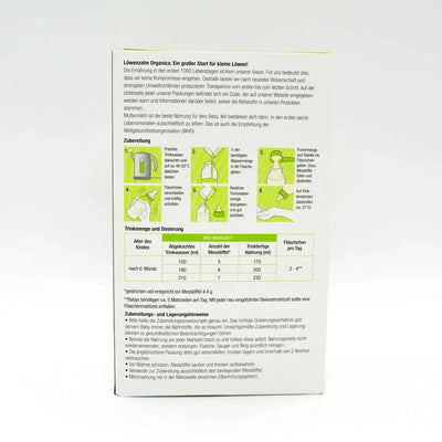 Löwenzahn Organics Stage 2 (6-12 Months) Formula | Baby Formula Preparation Instruction