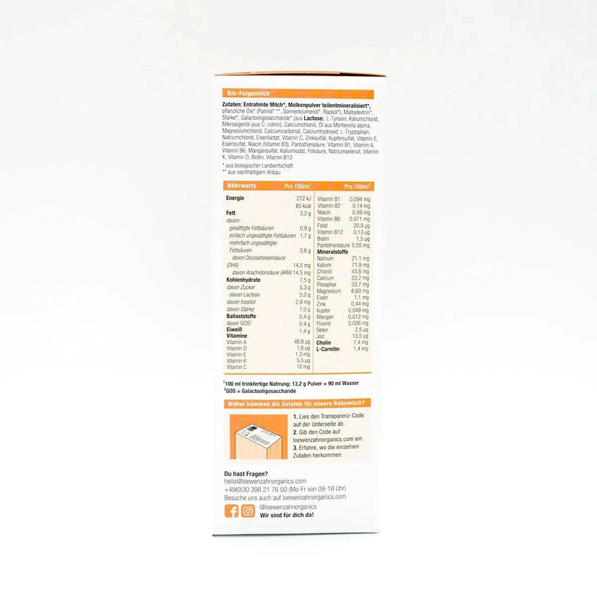 Löwenzahn Organics Stage 3 (10+ Months) Formula | Nutrition Facts