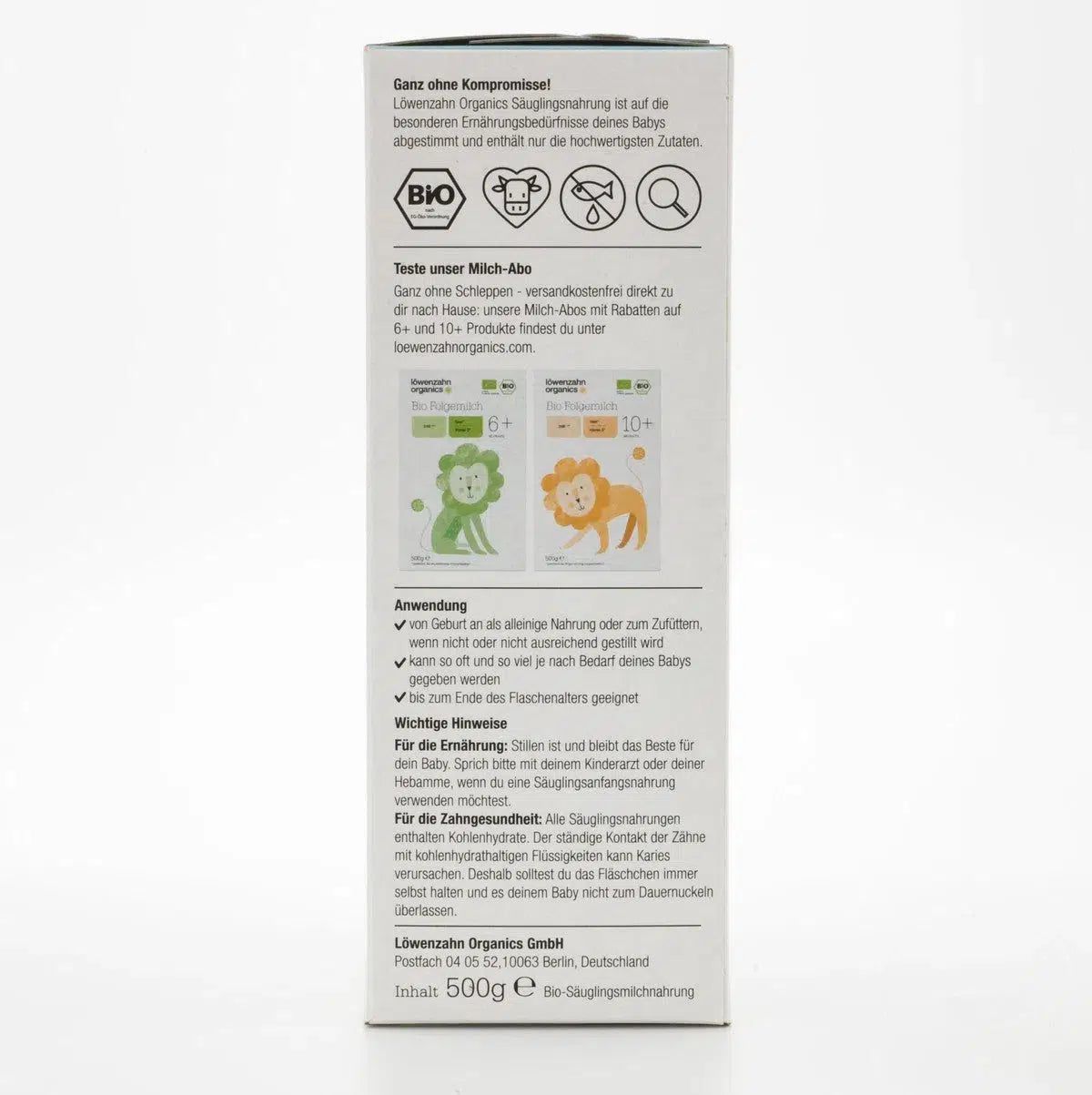 Löwenzahn Organics Stage Pre (0-6 Months) Infant Formula Ingredients