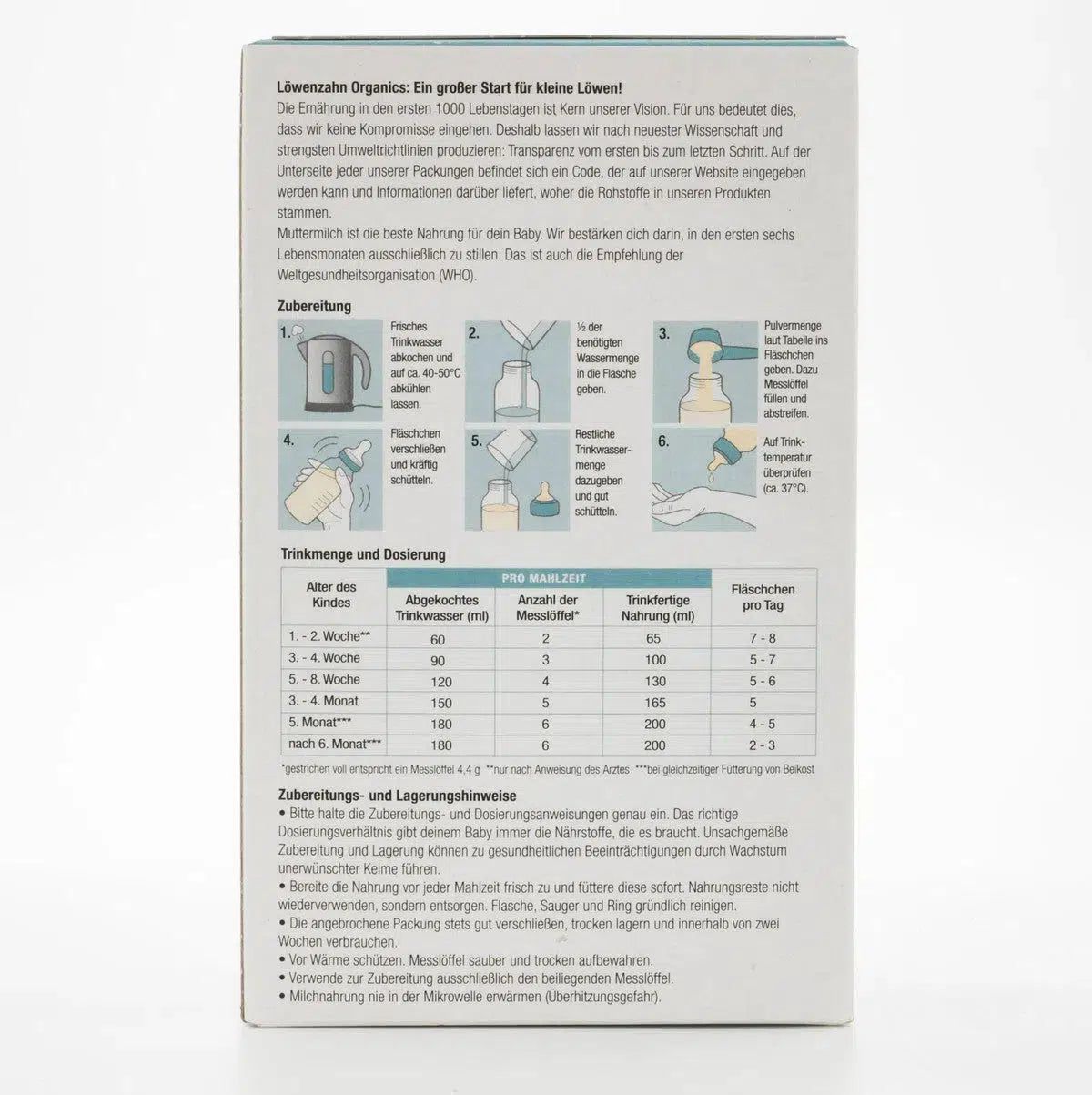 Löwenzahn Organics Stage Pre (0-6 Months) Infant Formula | Baby Formula Preparation Instruction
