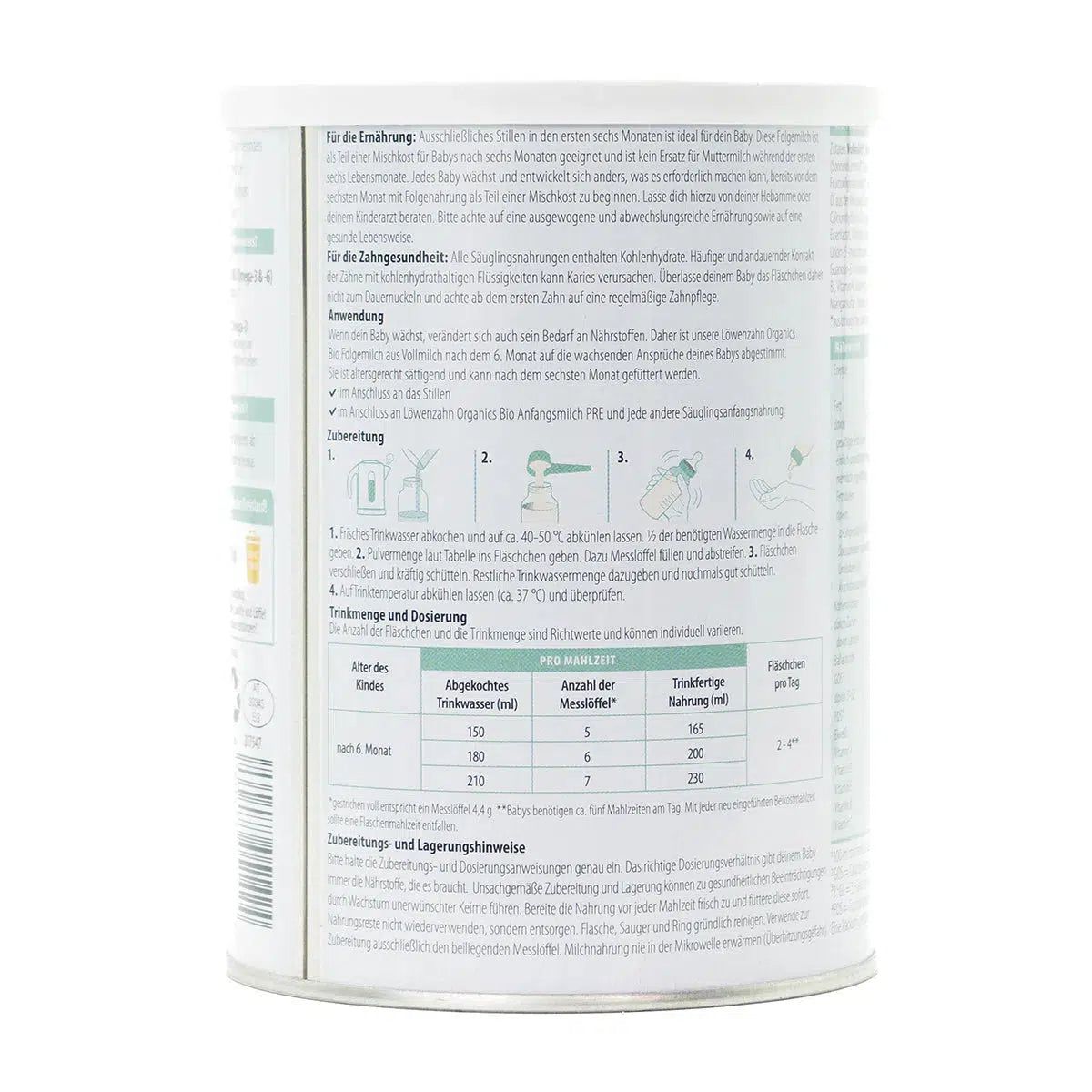 Löwenzahn Whole Cow's Milk Stage 2 | European Follow-On Baby Formula | Preparation