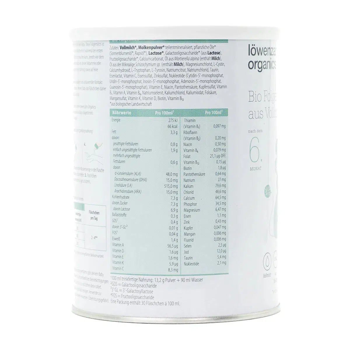Löwenzahn Whole Cow's Milk Stage 2 | European Follow-On Baby Formula | Nutrition Facts