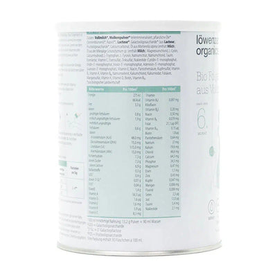 Löwenzahn Whole Cow's Milk Stage 2 | European Follow-On Baby Formula | Nutrition Facts