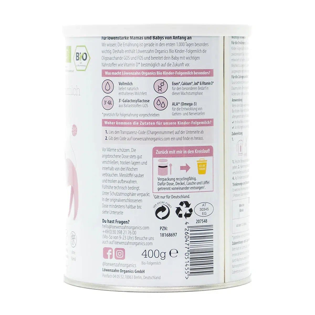 Löwenzahn Whole Cow's Milk Stage 3 | European Toddler Follow-On  Baby Formula | Ingredients