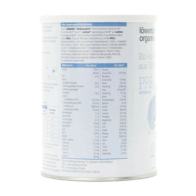 Löwenzahn Whole Cow's Milk Stage Pre | European Infant Baby Formula | Nutrition facts