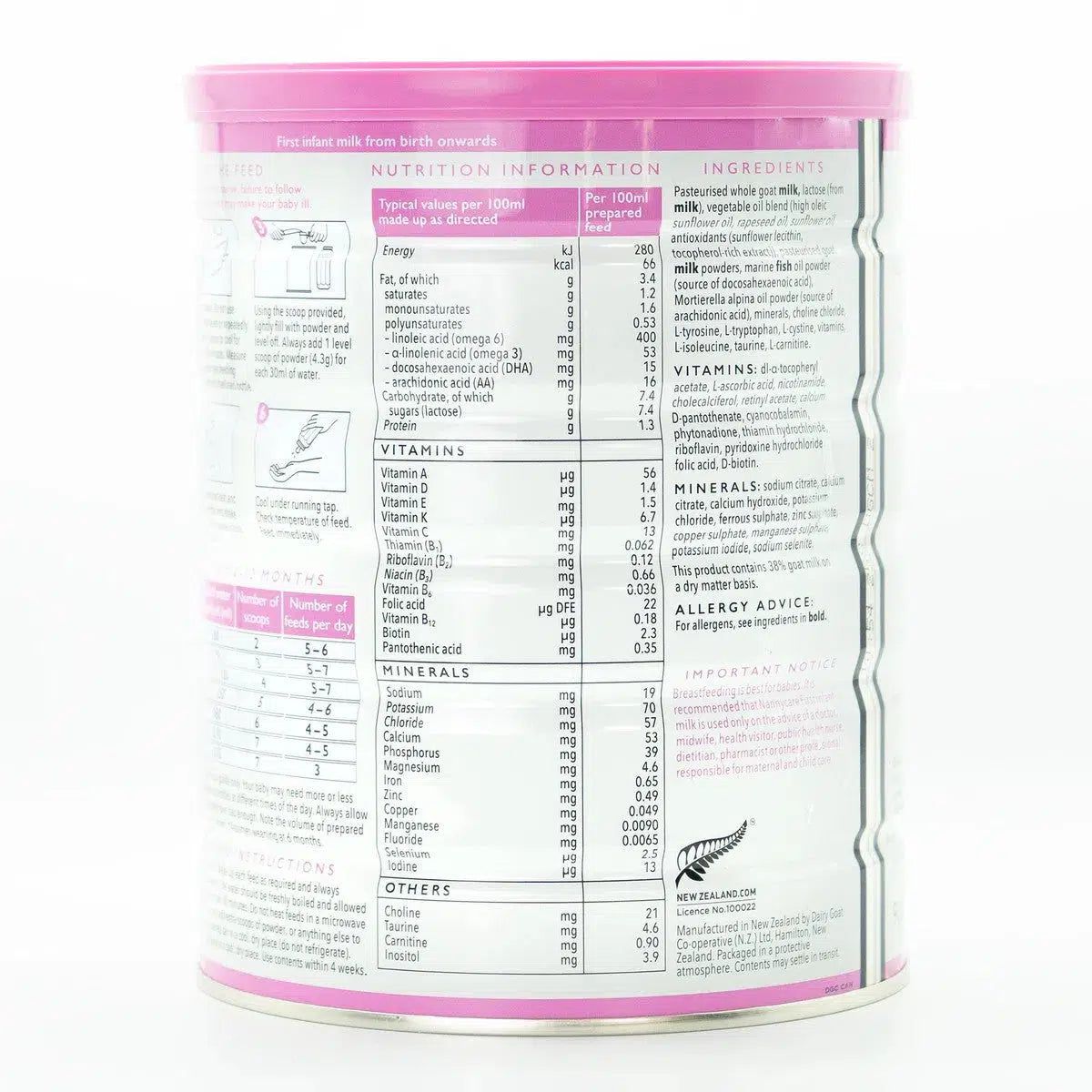 Nannycare Stage 1 | Organic European Baby Formula - Nutrition Facts