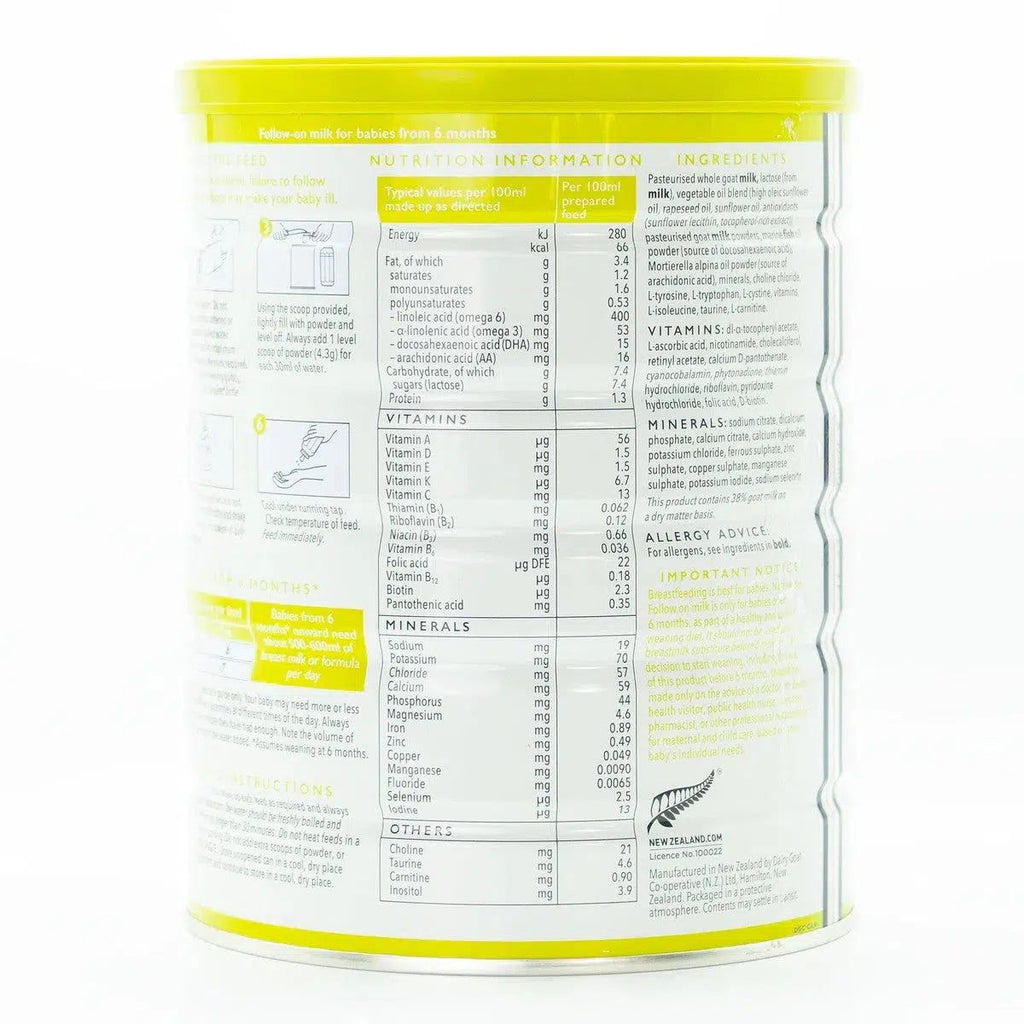 Nannycare Stage 2 (6-12 Months) Goat Milk Formula | Organic European Baby Formula - Nutrition Facts