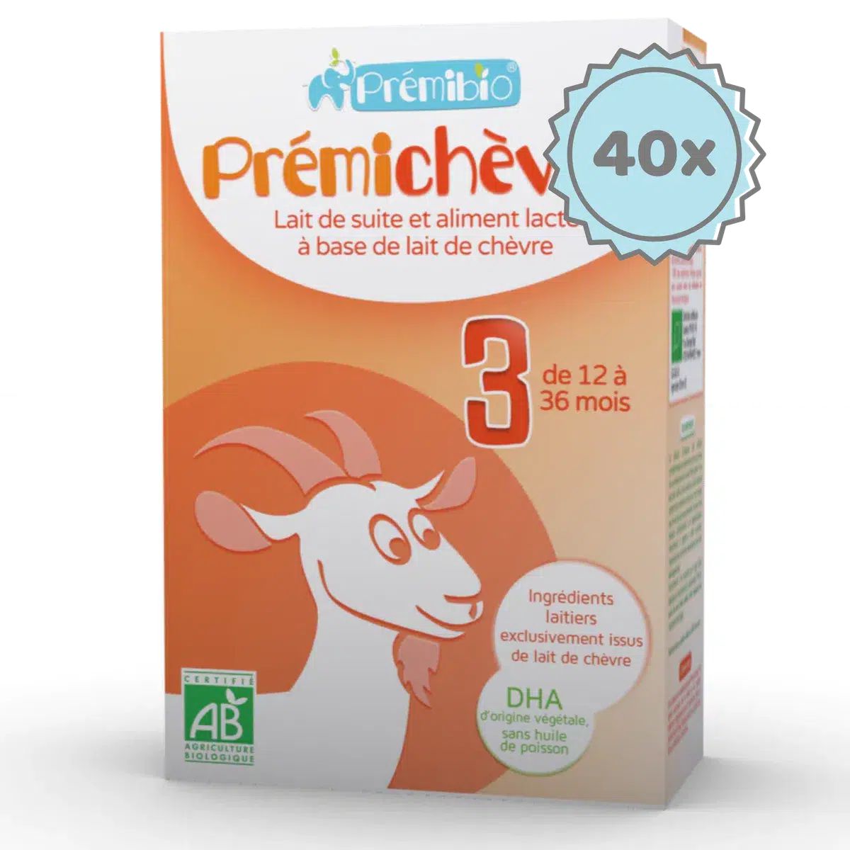 Premibio Organic Premichevre Toddler Goat Formula- Stage 3 (12 to 36 months) - (600g) - 40 Boxes