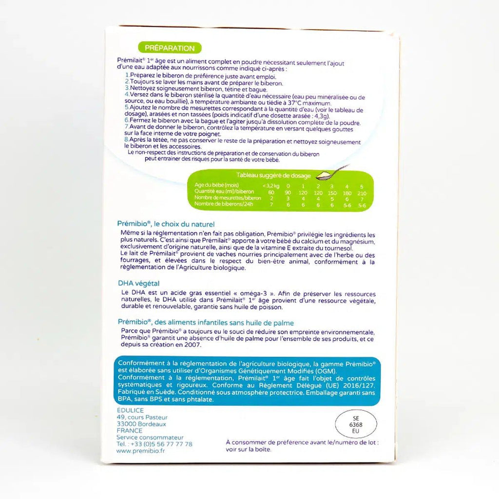PREMIBIO COW STAGE 1 NUTRICIONAL VALUES
