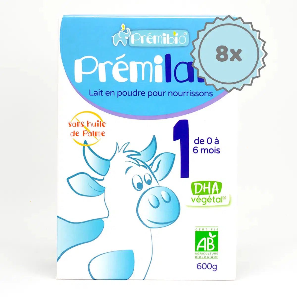 Premibio Organic Premilait Infant Cow Formula- Stage 1 (0 to 6 months) - (600g) - 8 Boxes