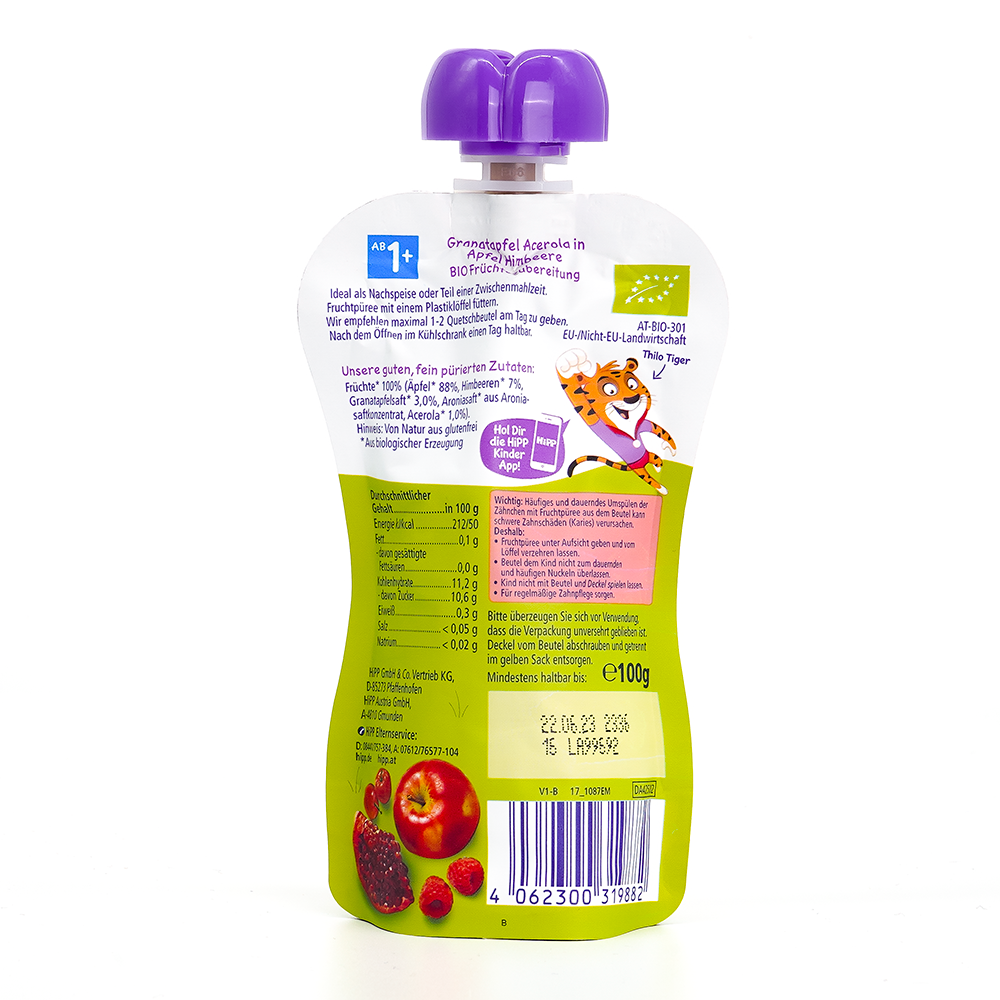HiPP Fruit Pouches Hippis Mixpack (12+ Months) - 4 Pouches