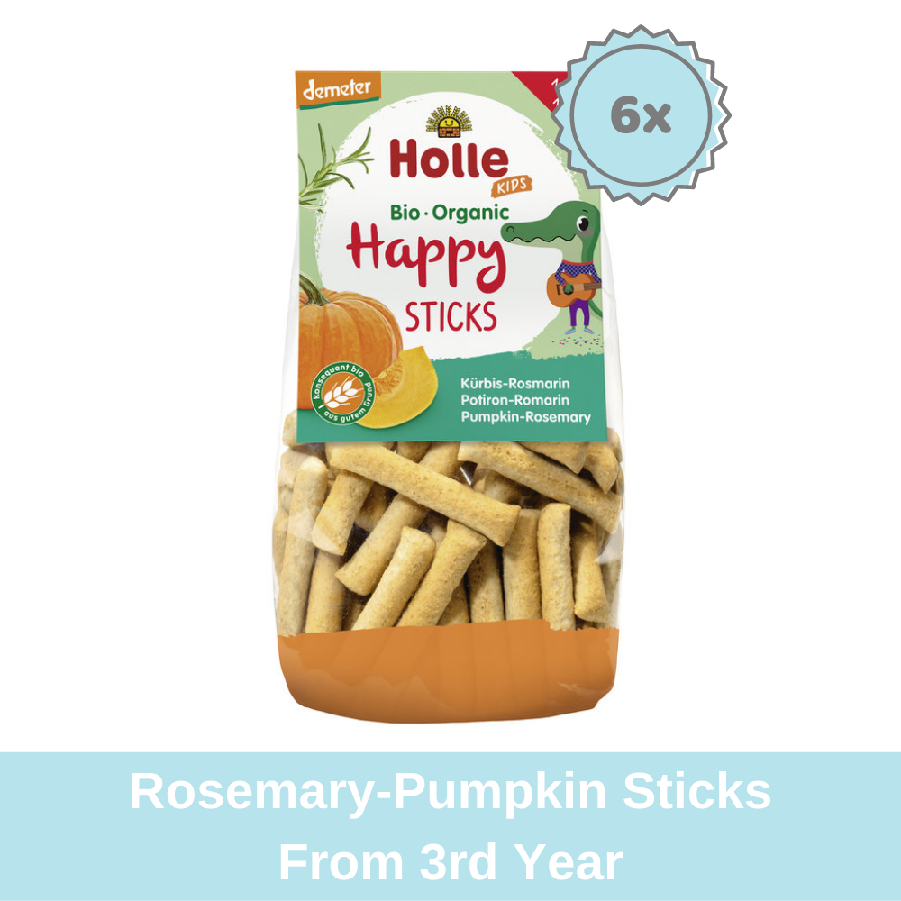 Holle Organic Pumpkin-Rosemary Sticks, Kid Snack (100g) - from 3rd year - 6 Packs
