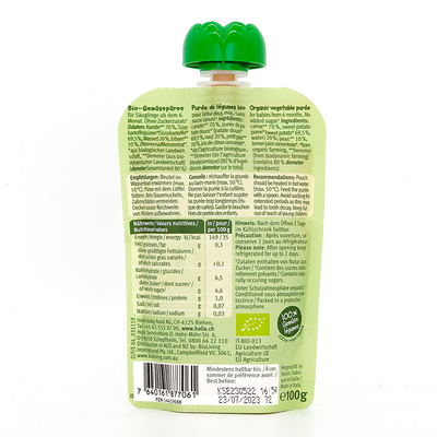 Holle Veggie Bunny: Carrot, Sweet Potato & Peas (6+ Months) | Nutrition facts