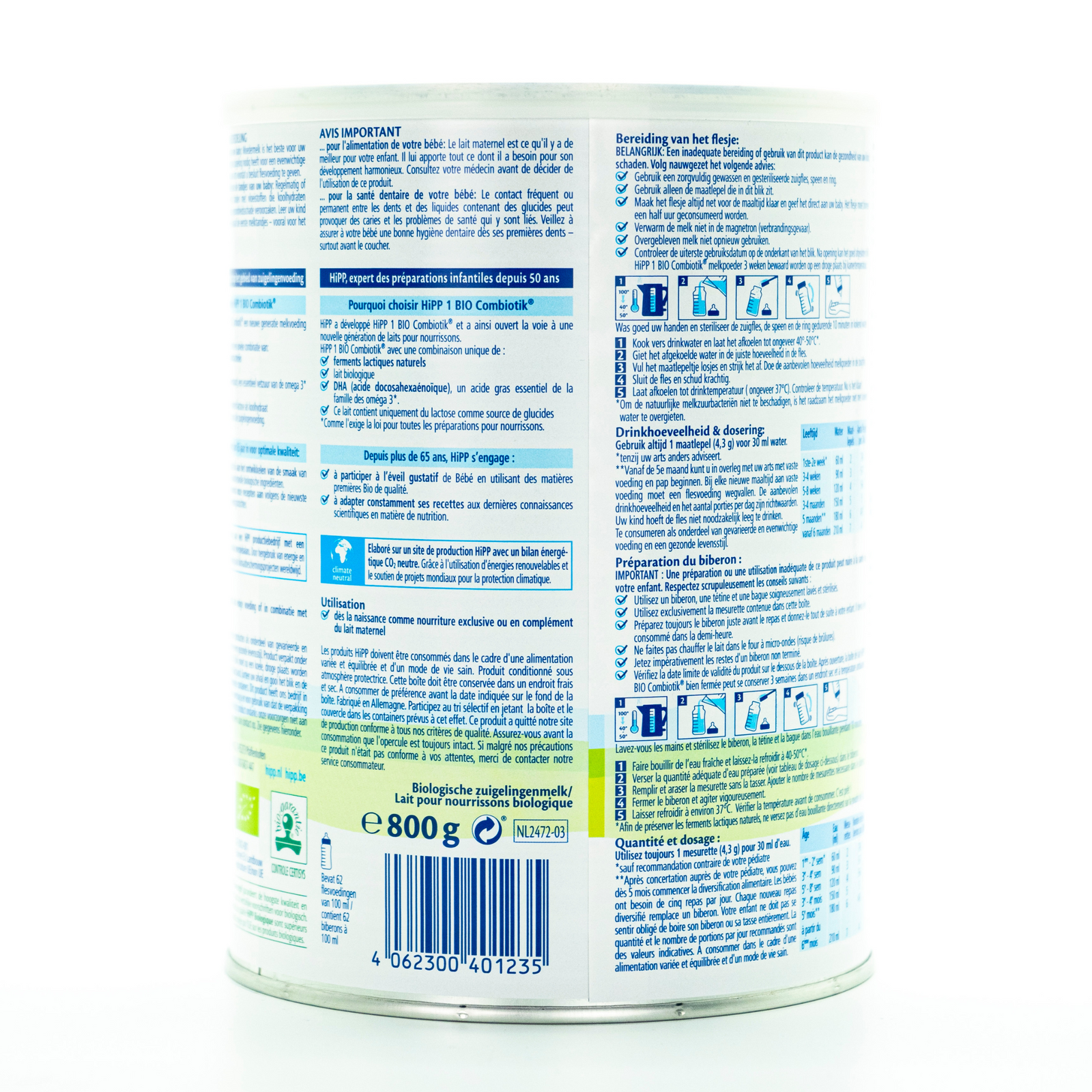 HiPP Dutch Stage 1 Combiotic Infant Formula | Organic European Baby Formula | 24 cans