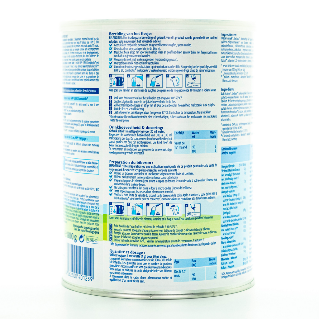 HiPP Dutch Stage 3 Combiotic Baby Formula | Nutrition Facts