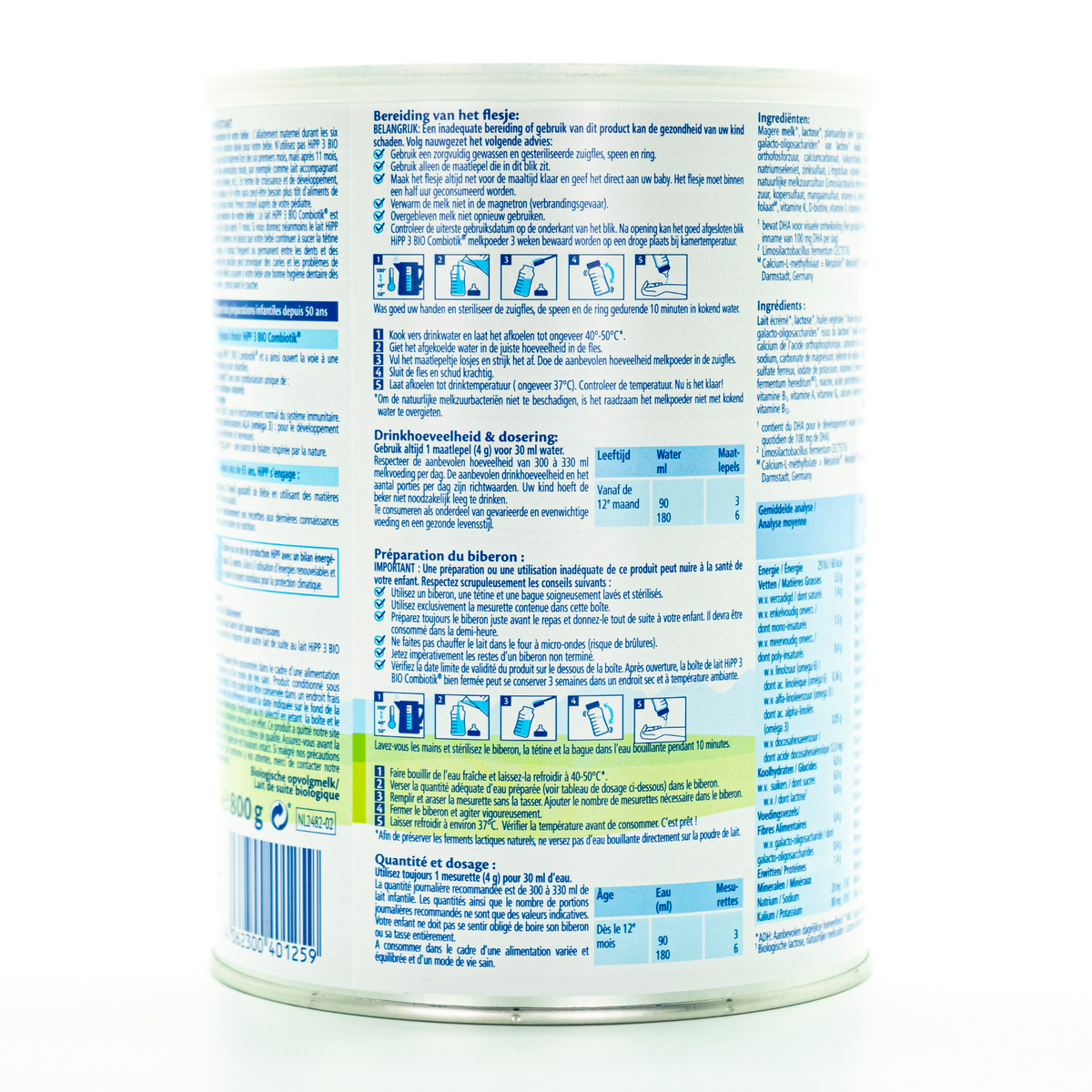 HiPP Dutch Stage 3 Combiotic Baby Formula | Nutrition Facts