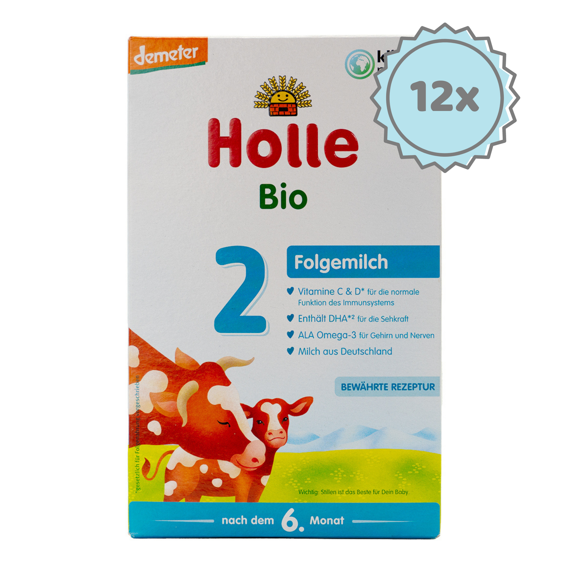Holle Stage 2 (6-10 Months) Organic Baby Formula | Organic European Baby Formula | 12 boxes