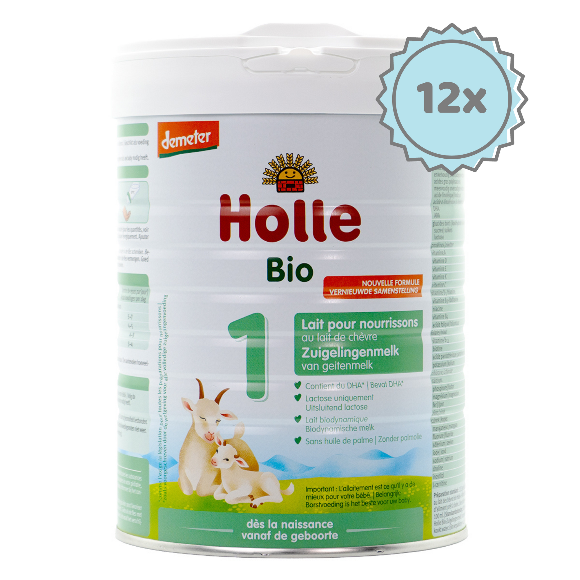 Holle Stage 1 (0-6 Months) Goat Milk Formula - Dutch Version | Organic European Baby Formula | 12 cans