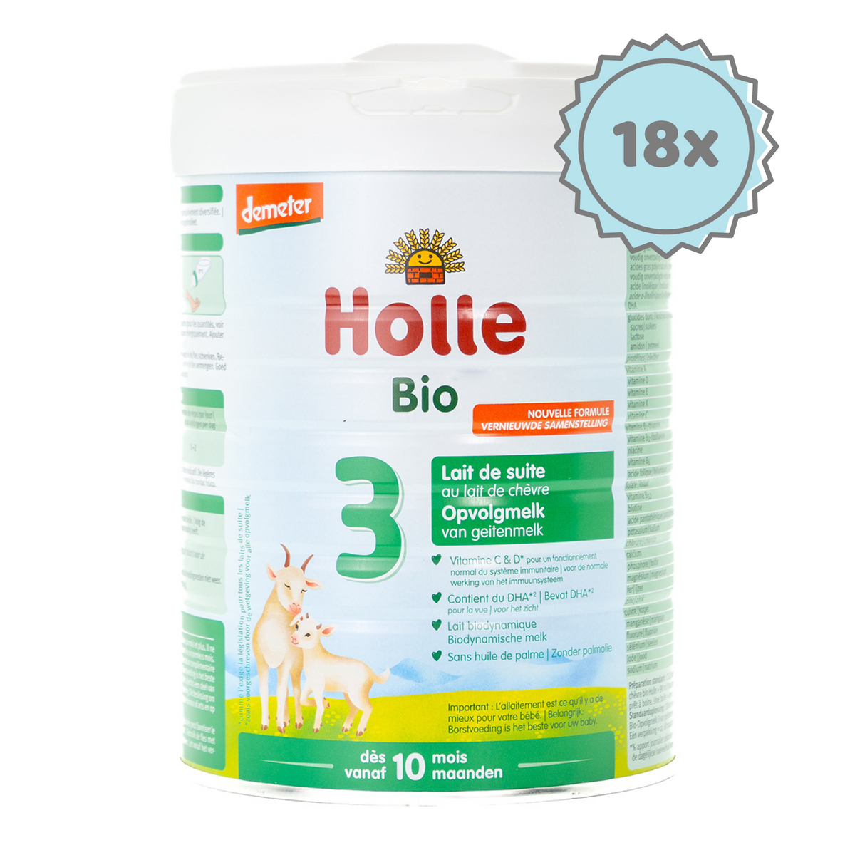 Holle Stage 3 (10+ Months) Goat Milk Formula: Dutch Version | Organic European Baby Formula | 18 cans