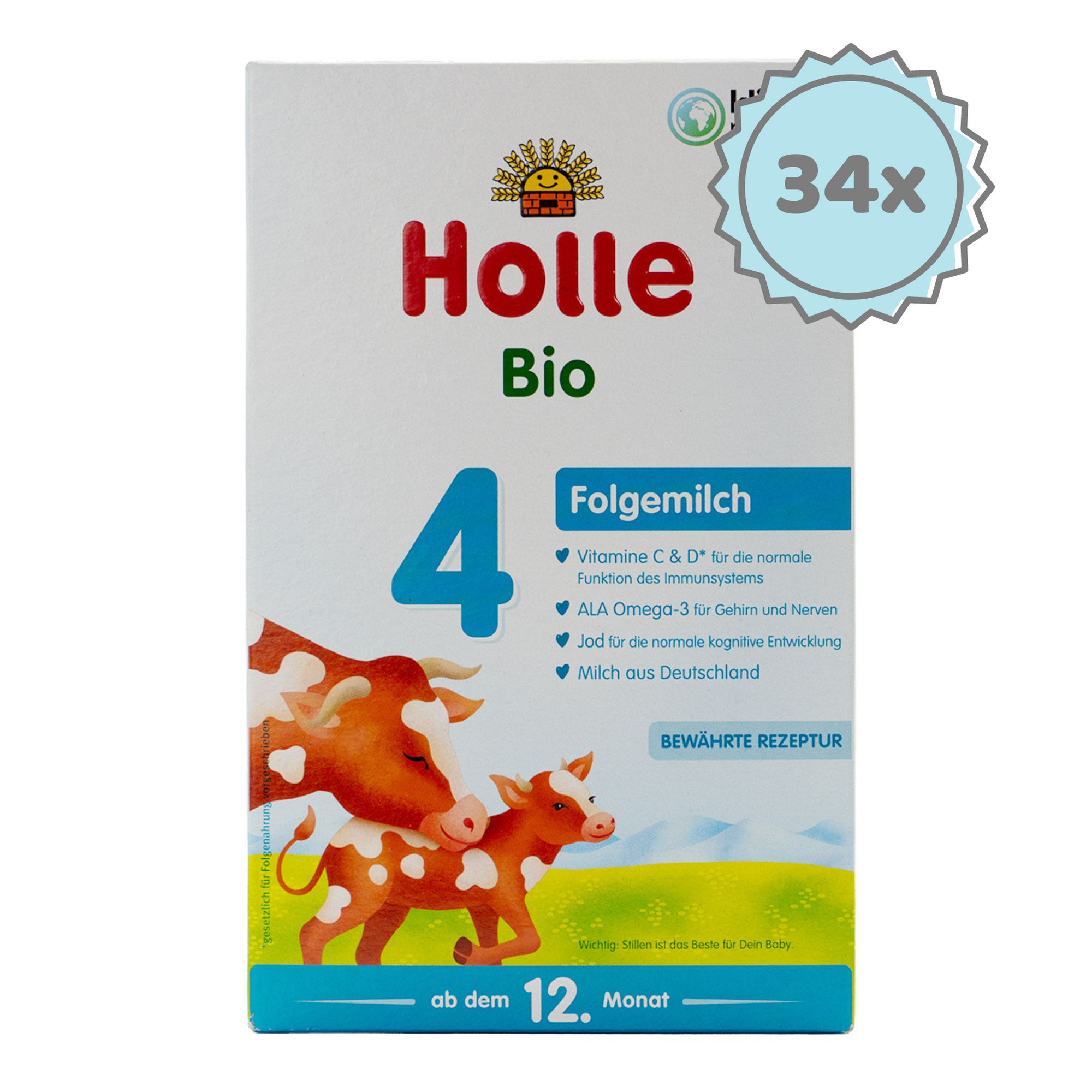 Holle Stage 4 (12+ Months) Organic Toddler Formula | Organic European Baby Formula | 34 boxes
