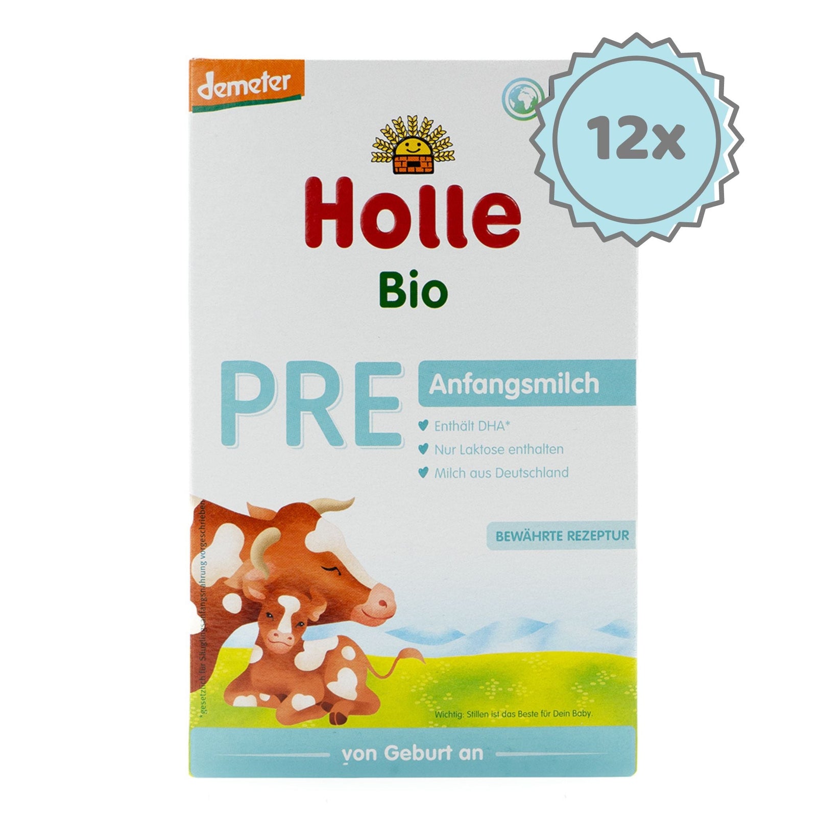 Holle Stage PRE (0+ Months) Organic Infant Formula (400g) | European Baby Formula | 12 boxes