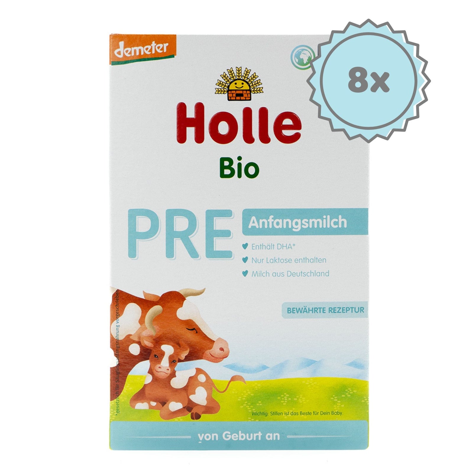 Holle Stage PRE (0+ Months) Organic Infant Formula (400g) | European Baby Formula | 8 boxes