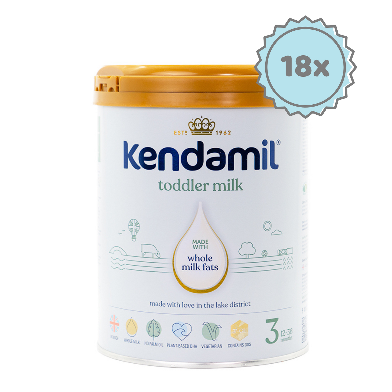 Kendamil Stage 3 (12+ Months) Classic Milk Formula | Organic European Baby Formula | 18 cans