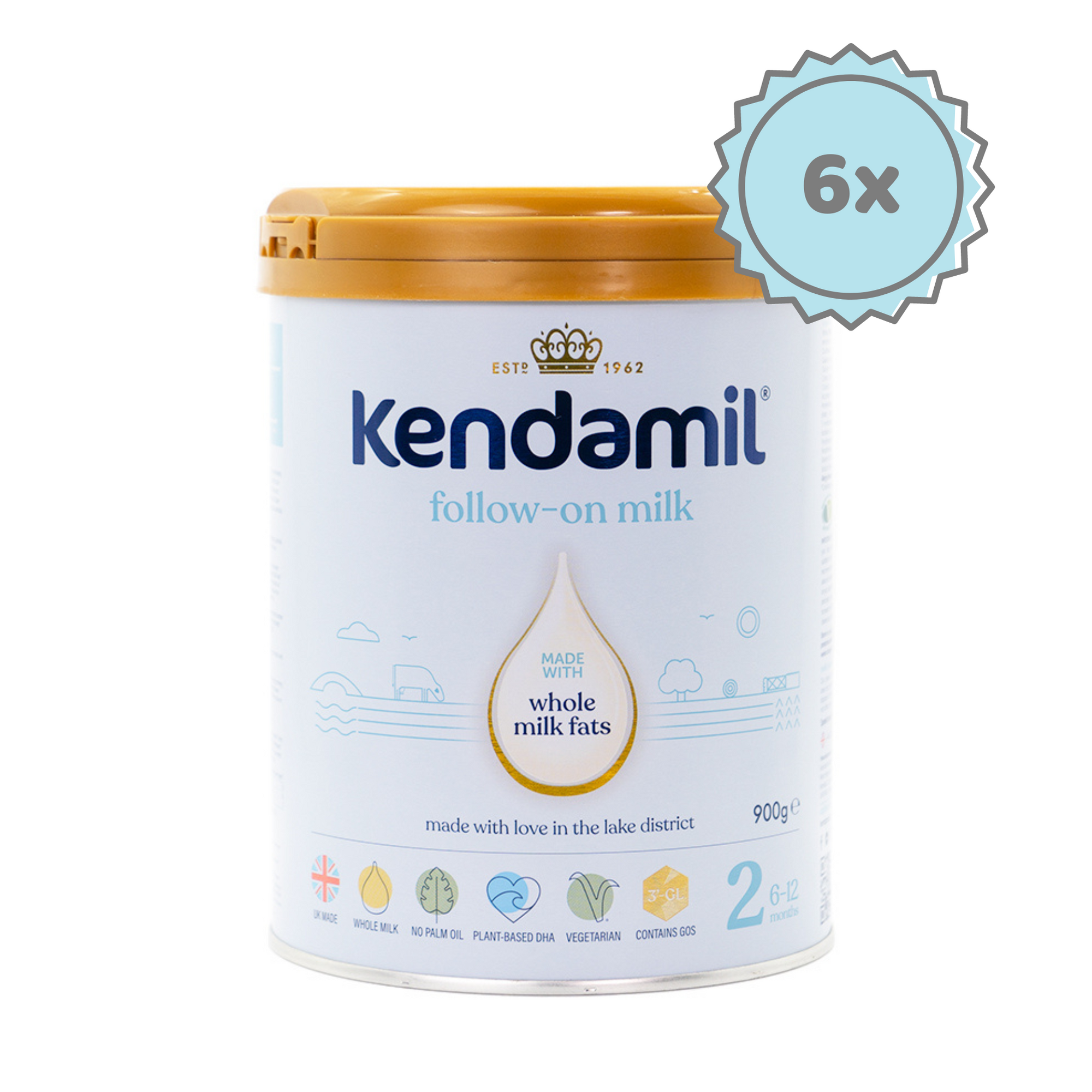 Kendamil Stage 2 (6-12 Months) Classic Milk Formula | Organic European Baby Formula | 6 cans