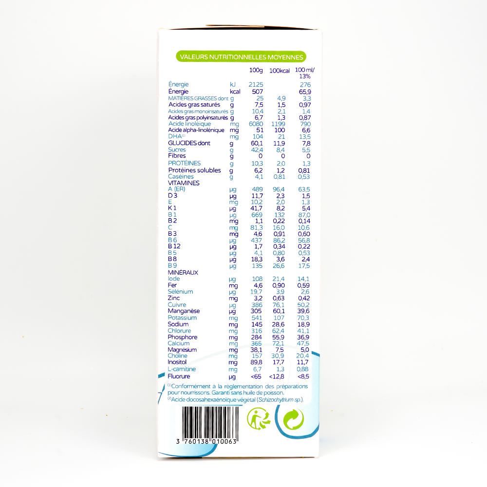 PREMIBIO COW STAGE 1 NUTRICIONAL VALUES