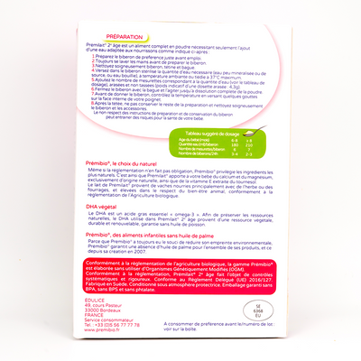 Premibio Organic Premilait Follow-on Cow Formula- Stage 2 (6 to 12 months) - (600g)